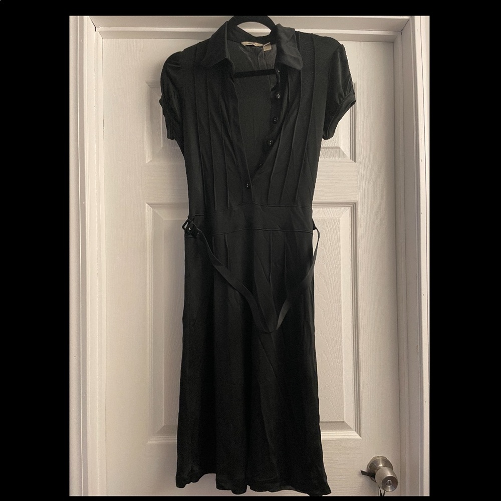 Mango Midi Black Dress with velvet belt
